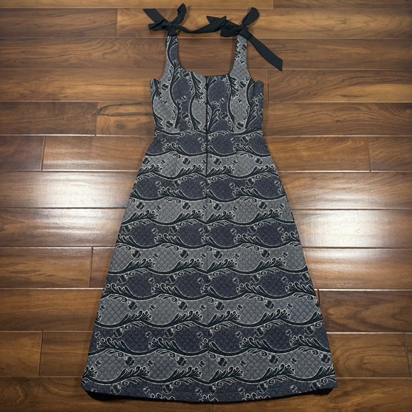 Antonio Melani x Jennifer Sumko Size 0 Black Scroll‎ Schwan Quilted Midi Dress - Picture 8 of 12